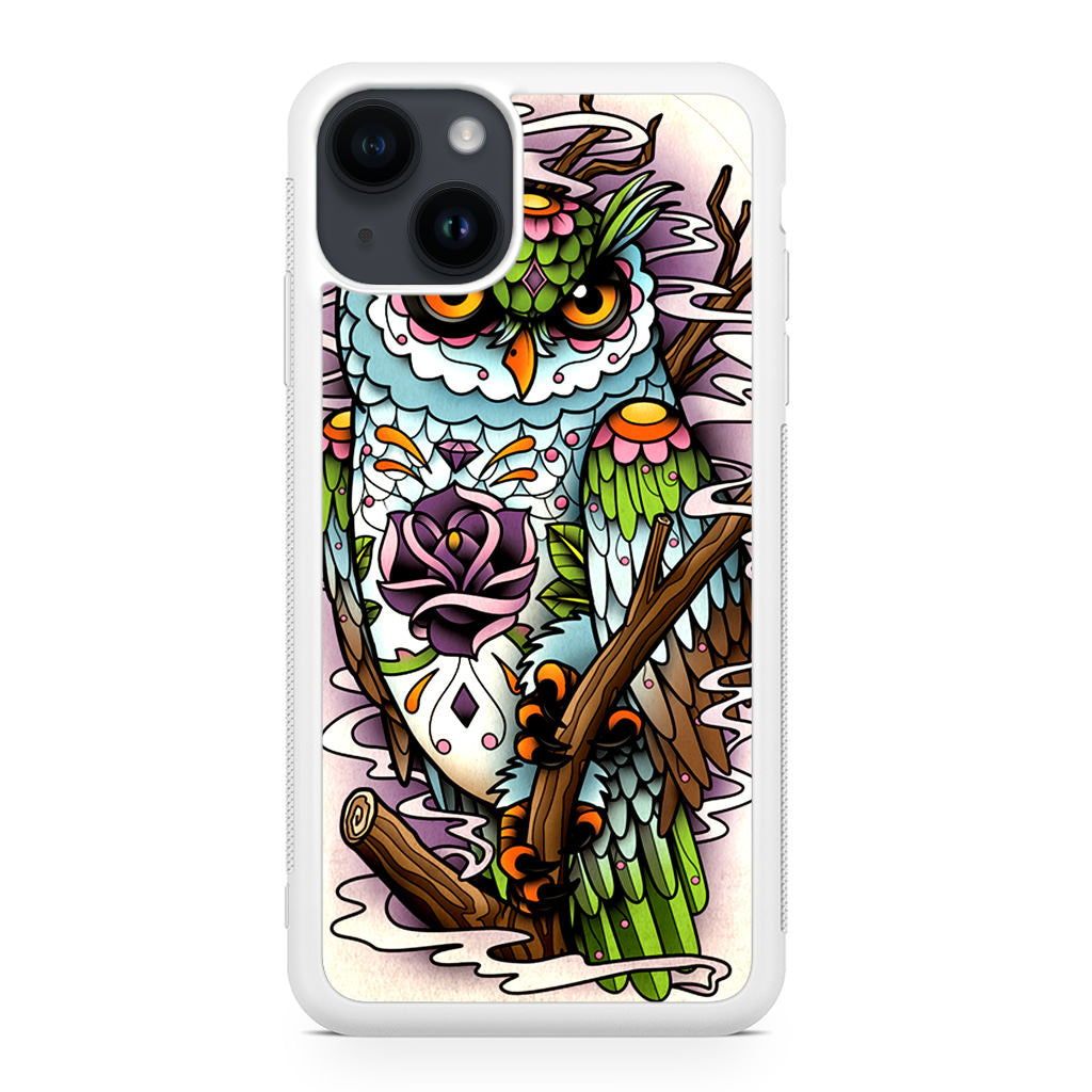 Sugar Skull Owl Tattoo iPhone 15 / 15 Plus Case