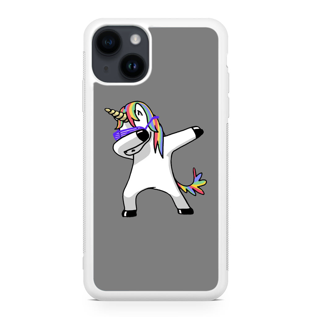 Unicorn Dabbing Grey iPhone 15 / 15 Plus Case