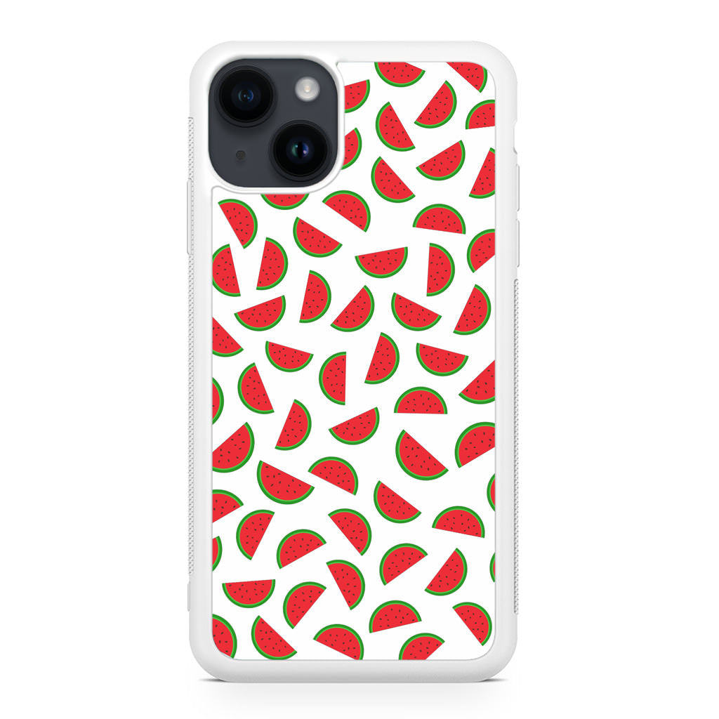 Watermelon Fruit Pattern White iPhone 15 / 15 Plus Case