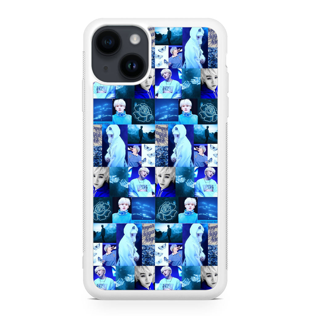BTS Suga Blue Aesthetic Collage iPhone 15 / 15 Plus Case