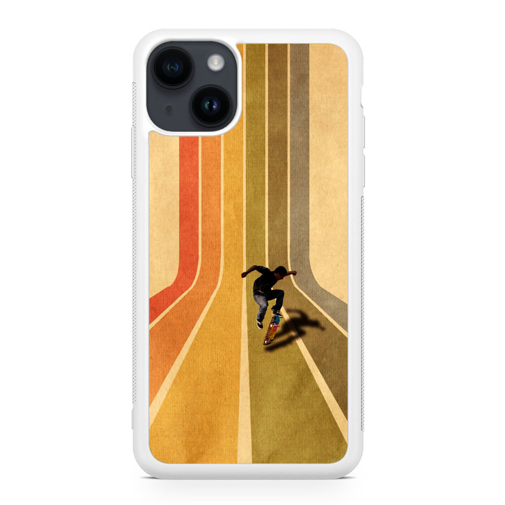 Vintage Skateboard On Colorful Stipe iPhone 14 / 14 Plus Case