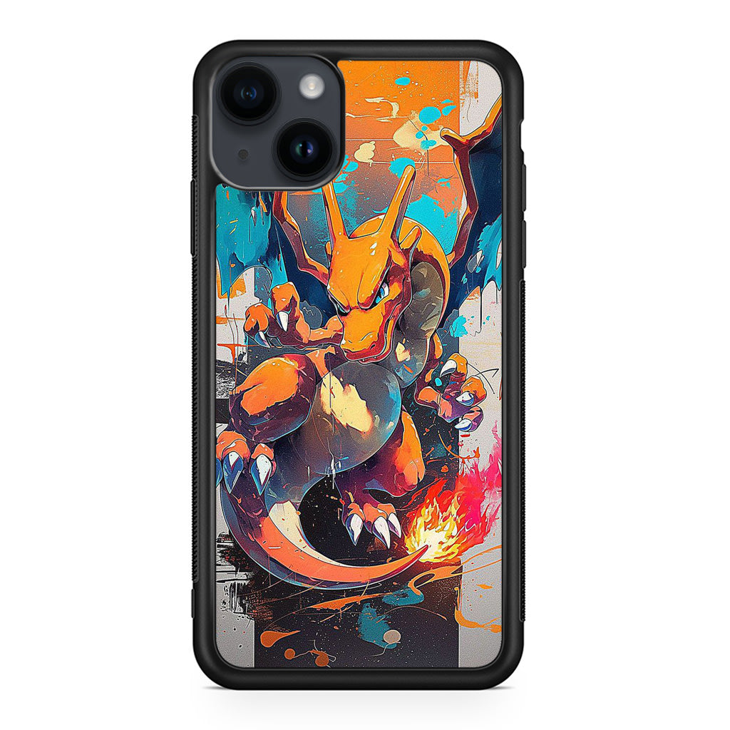 Charizard Inferno on Canvas iPhone 15 / 15 Plus Case