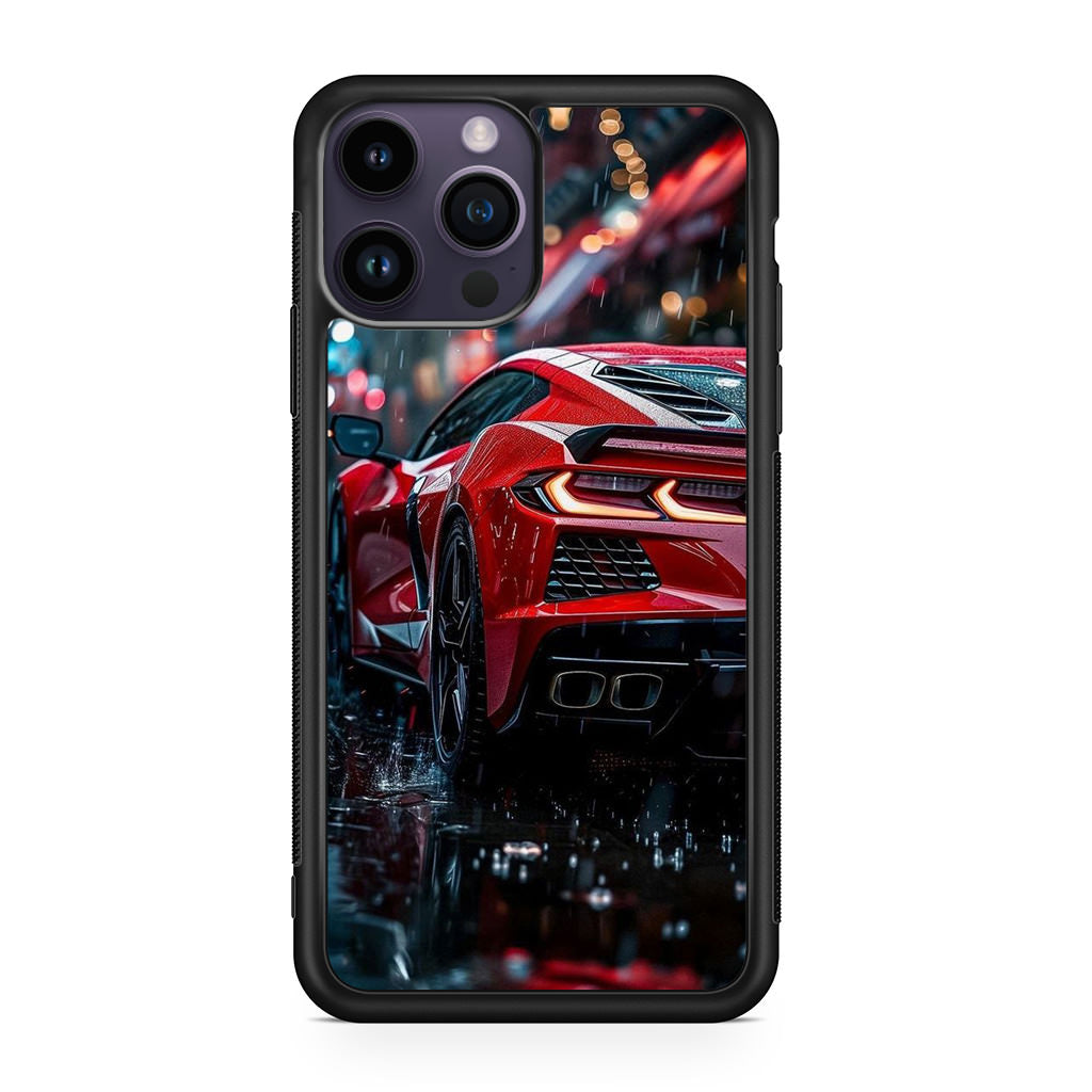 Red Sport Car in the Rain iPhone 15 Pro / 15 Pro Max Case
