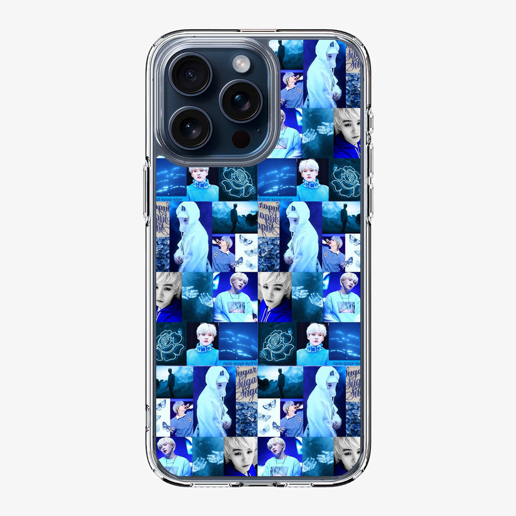 BTS Suga Blue Aesthetic Collage iPhone 15 Pro / 15 Pro Max Case