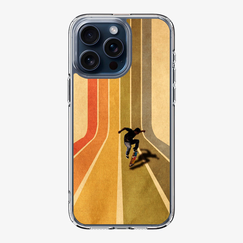 Vintage Skateboard On Colorful Stipe iPhone 15 Pro / 15 Pro Max Case