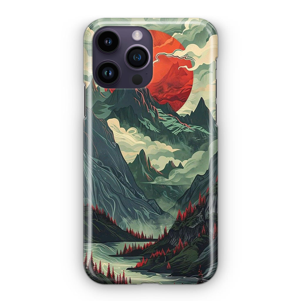 Crimson Moon Over Silent Peaks iPhone 15 Pro / 15 Pro Max Case