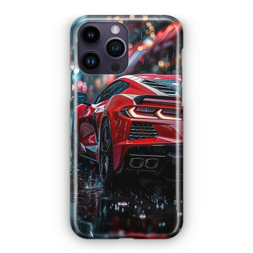 Red Sport Car in the Rain iPhone 15 Pro / 15 Pro Max Case