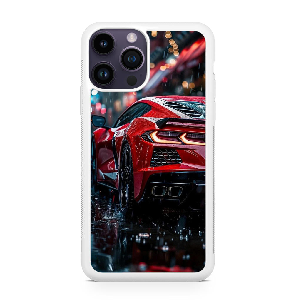 Red Sport Car in the Rain iPhone 15 Pro / 15 Pro Max Case