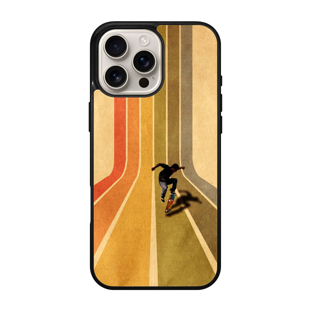 Vintage Skateboard On Colorful Stipe iPhone 16 Pro / 16 Pro Max Case