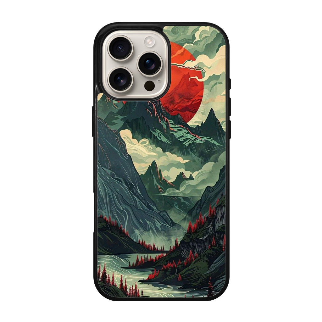 Crimson Moon Over Silent Peaks iPhone 16 Pro / 16 Pro Max Case