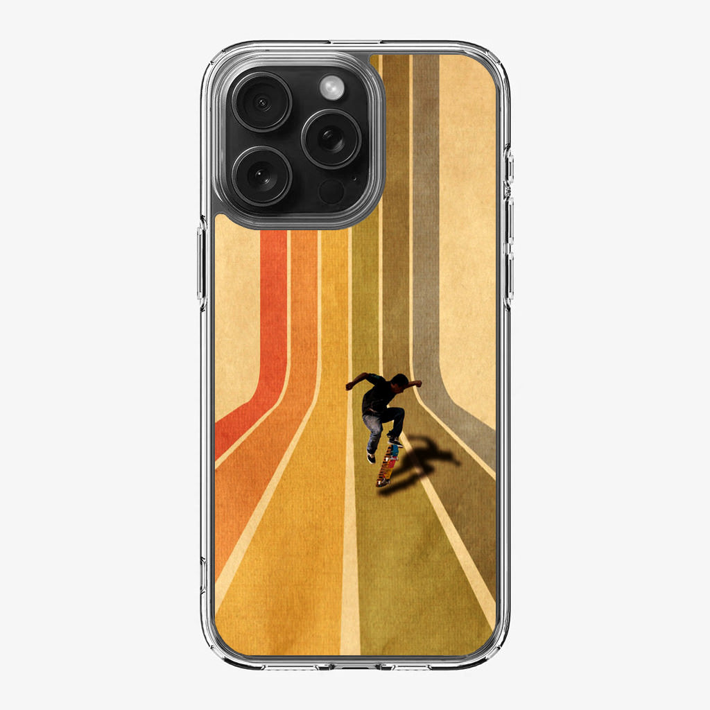 Vintage Skateboard On Colorful Stipe iPhone 16 Pro / 16 Pro Max Case