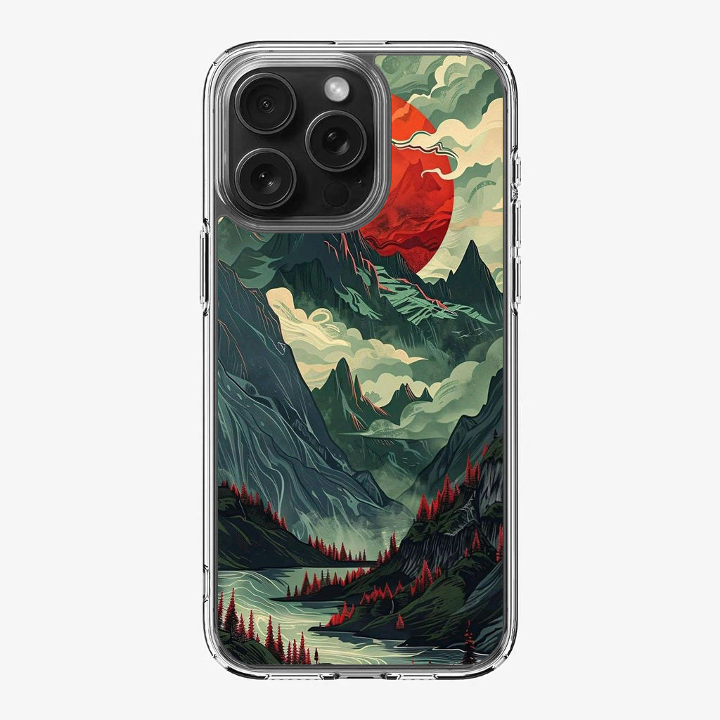 Crimson Moon Over Silent Peaks iPhone 16 Pro / 16 Pro Max Case