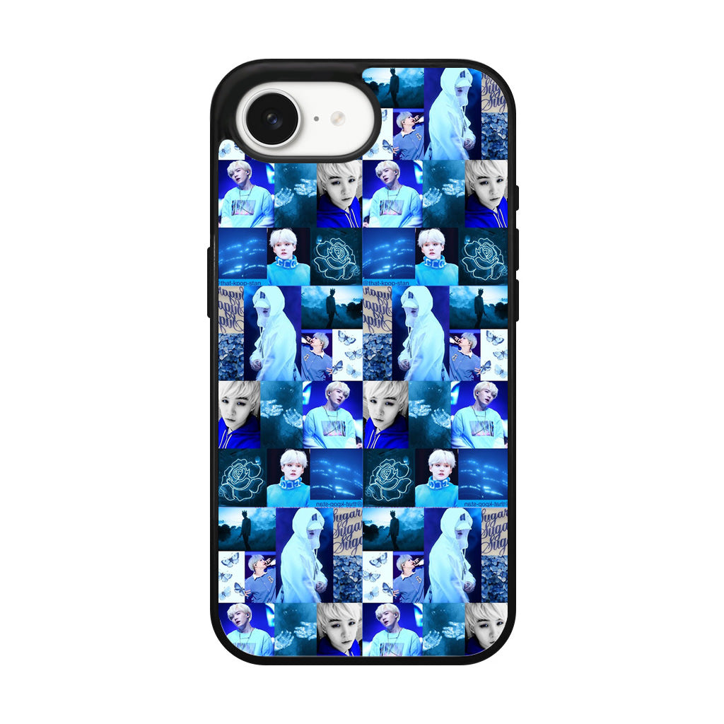 BTS Suga Blue Aesthetic Collage iPhone 16e Case