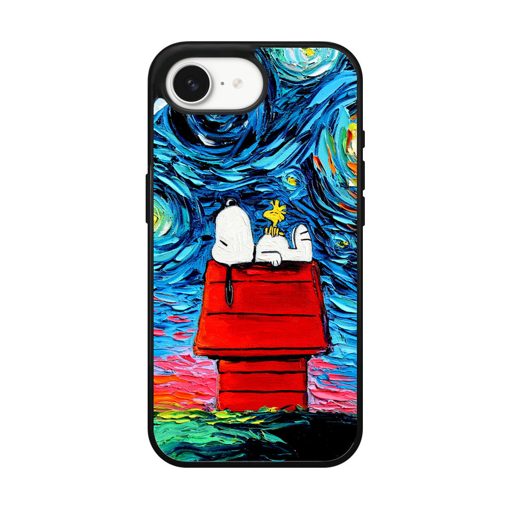 Dog Lying Under Starry Night Van Gogh iPhone 16e Case