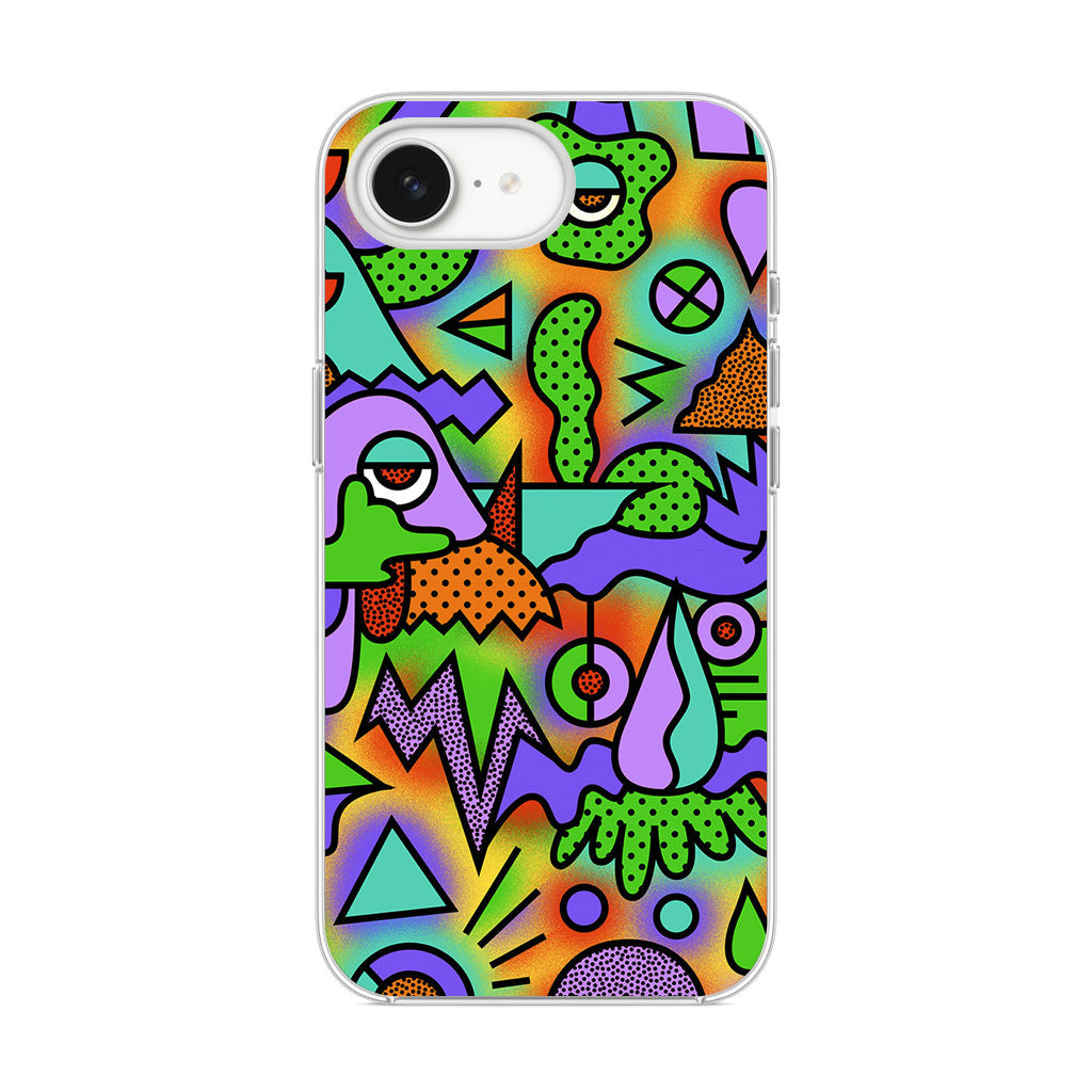 Abstract Colorful Doodle Art iPhone 16e Case