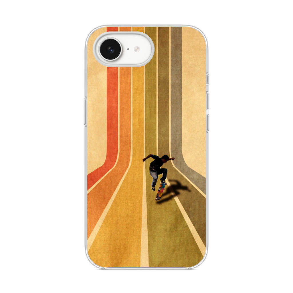 Vintage Skateboard On Colorful Stipe iPhone 16e Case