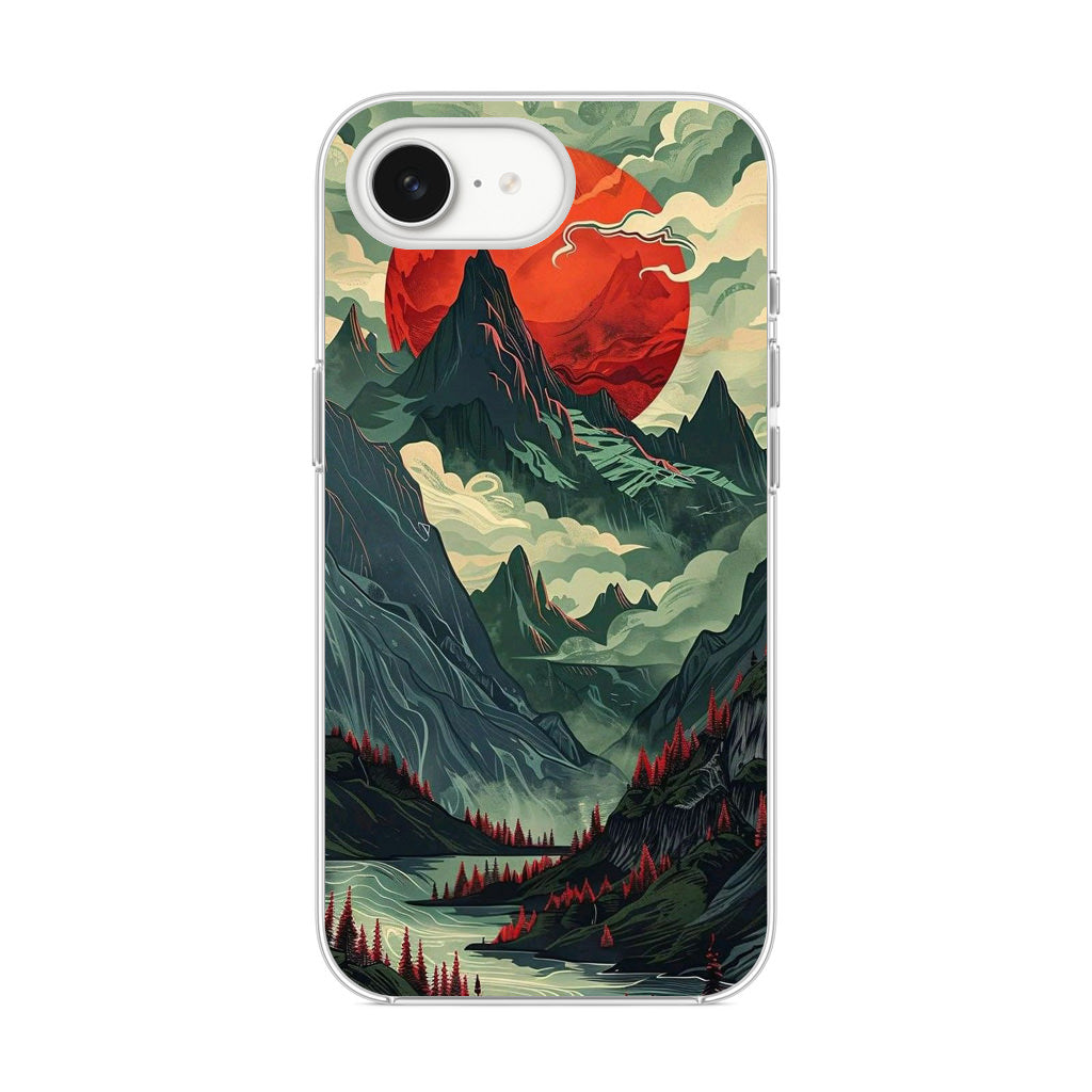 Crimson Moon Over Silent Peaks iPhone 16e Case